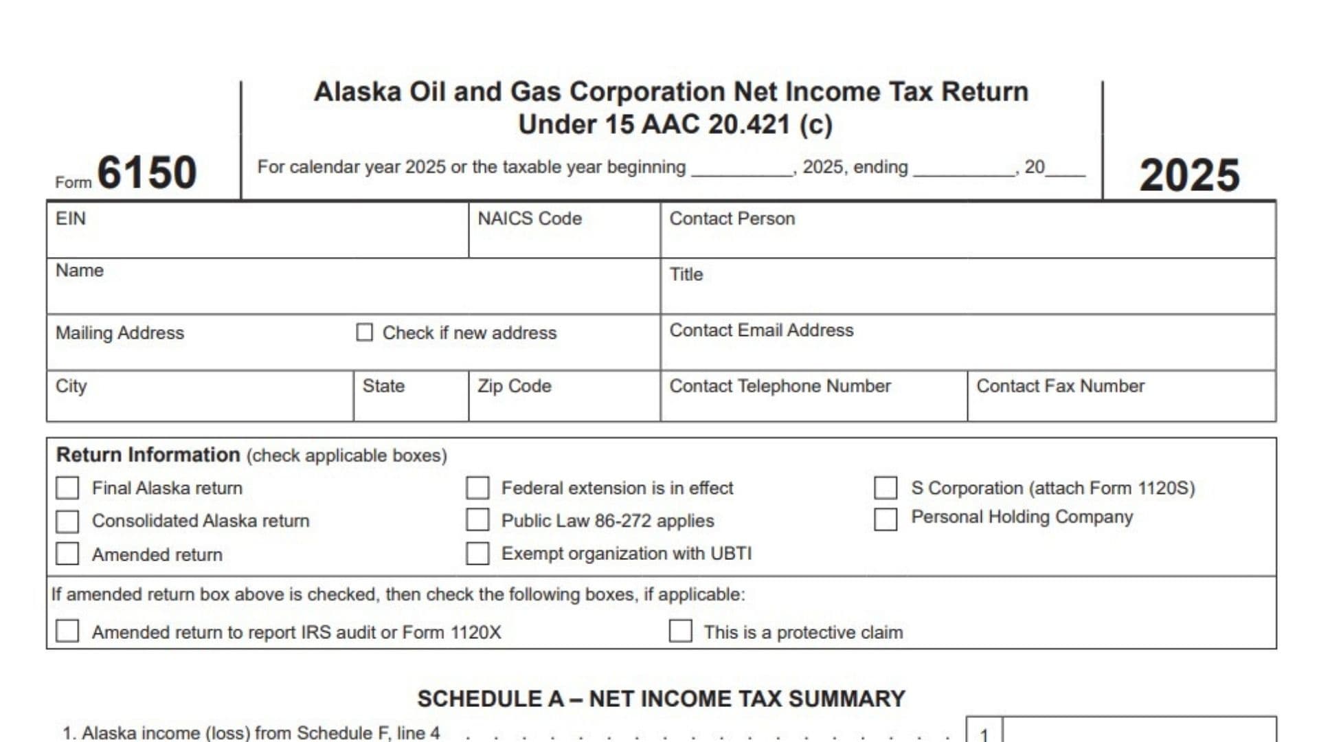 Alaska Form 6150 1 Alaska Form 6150