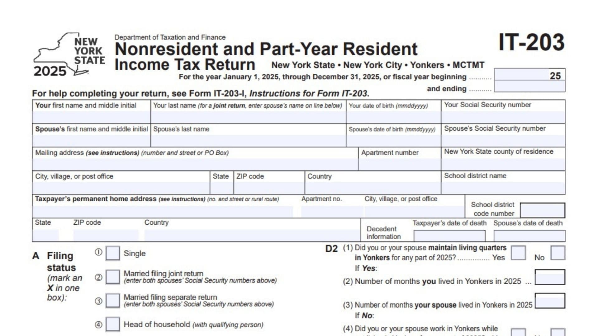 New York Form IT-203 1 New York Form IT-203