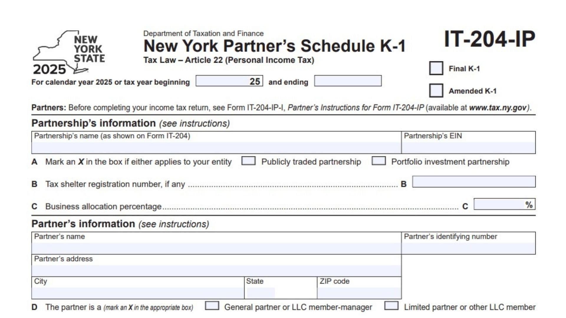 New York Form IT-204-IP 1 New York Form IT-204-IP
