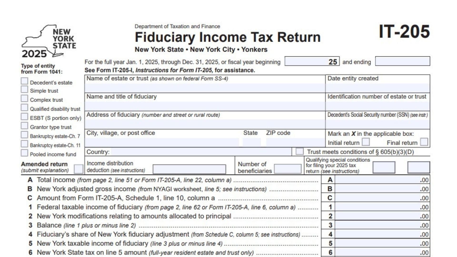 New York Form IT-205
