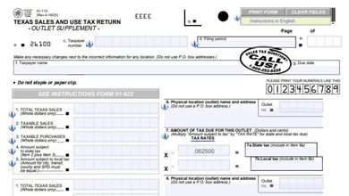 Texas Form 01-115