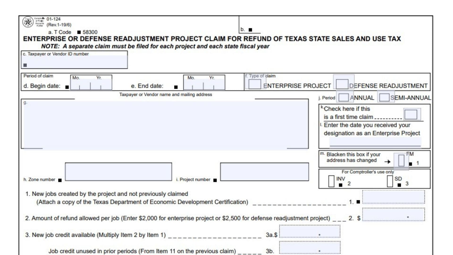 Texas Form 01-124