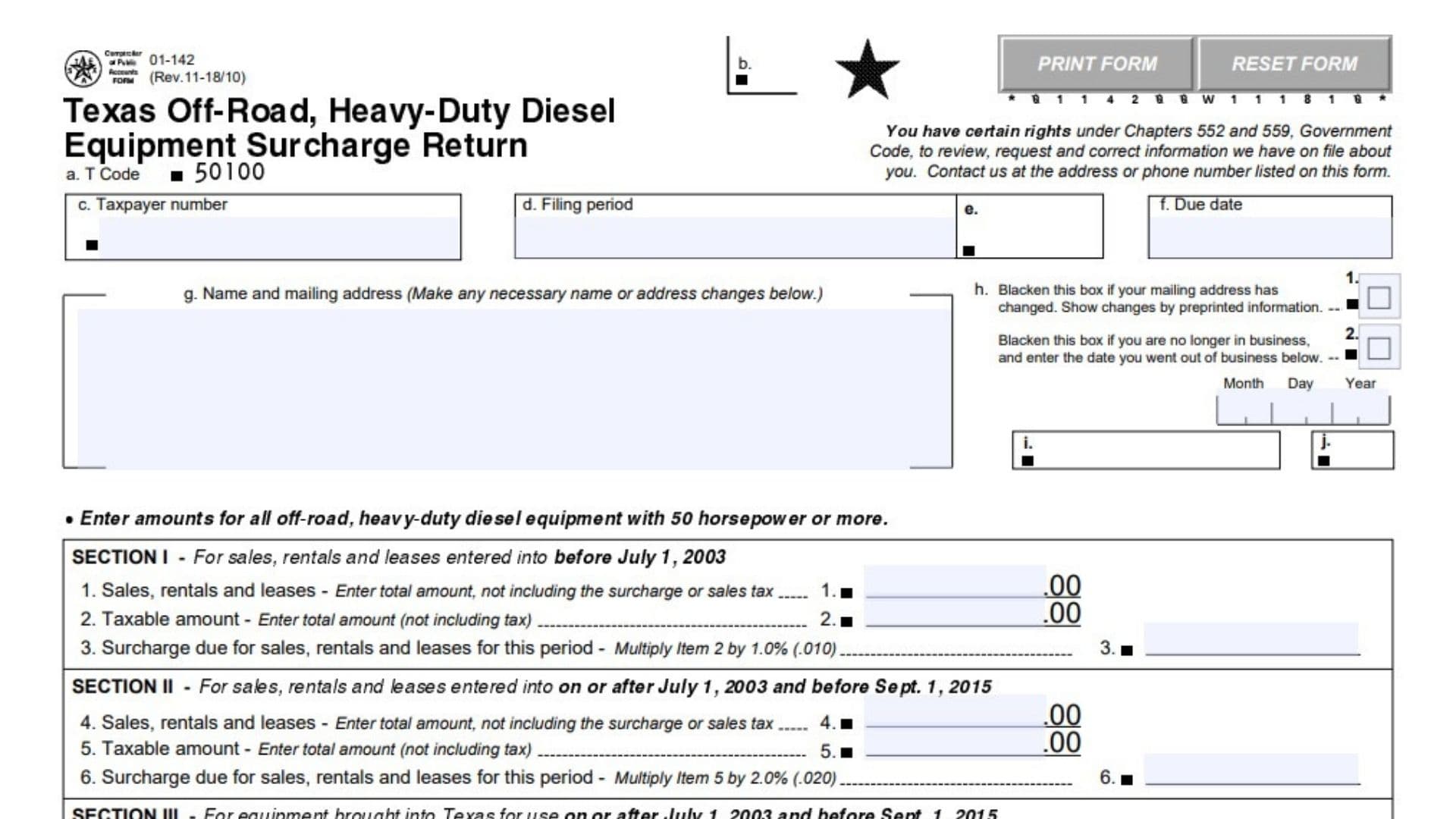 Texas Form 01-142 1 Texas Form 01-142